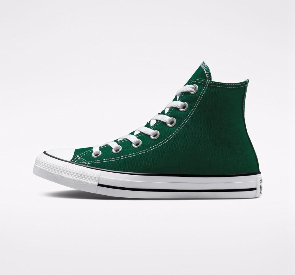 High Tops Tenis Converse Chuck Taylor All Star Seasonal Color Unisex Mujer Verde Blancas Negras  Colombia |  YKCSO-2073