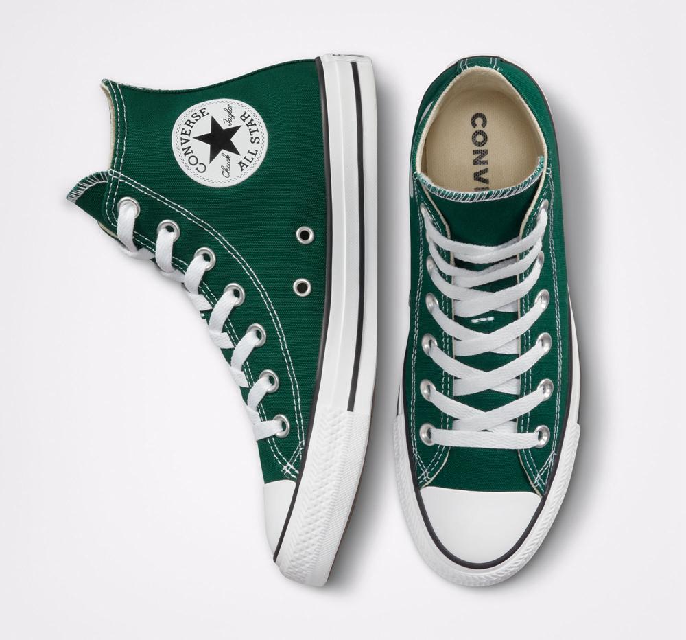 High Tops Tenis Converse Chuck Taylor All Star Seasonal Color Unisex Mujer Verde Blancas Negras  Colombia |  YKCSO-2073