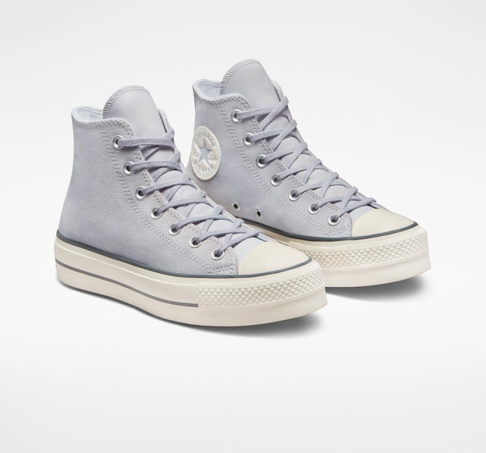 High Tops Tenis Converse Chuck Taylor All Star Lift Plataforma Suede Mujer Azules Gris  Colombia |  YTXQK-3617