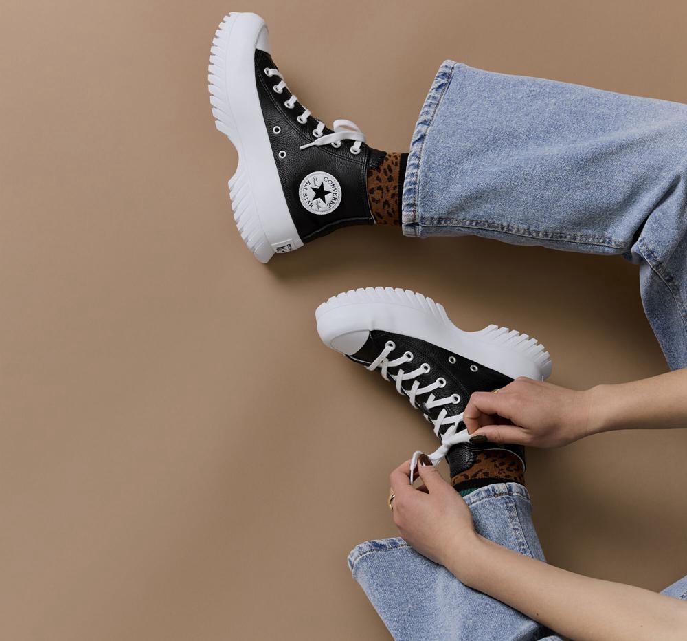 High Tops Tenis Converse Chuck Taylor All Star Lugged 2.0 Leather Unisex Mujer Negras Blancas  Colombia |  ZUHOK-6725