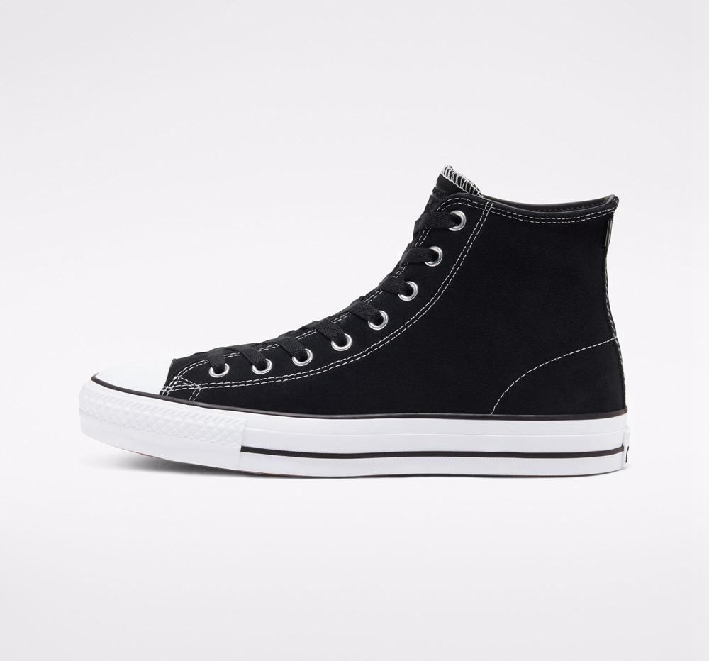 High Tops Tenis Converse Cons Chuck Taylor All Star Pro Suede Skate Mujer Negras Negras Blancas  Colombia |  NZVWX-3916