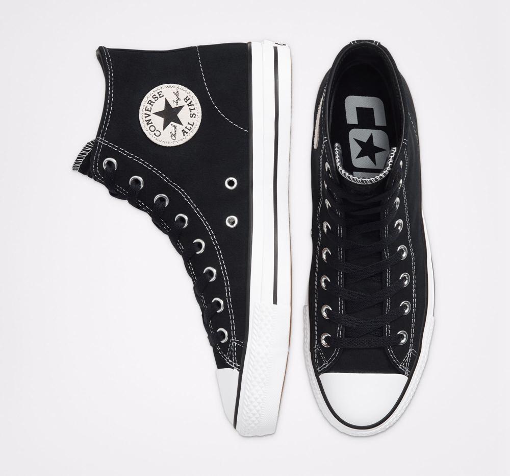 High Tops Tenis Converse Cons Chuck Taylor All Star Pro Suede Skate Mujer Negras Negras Blancas  Colombia |  NZVWX-3916