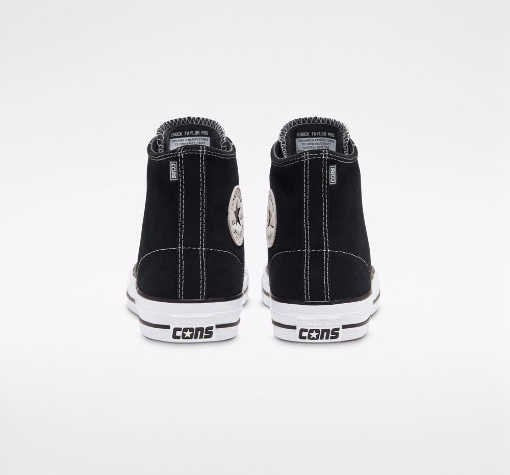 High Tops Tenis Converse Cons Chuck Taylor All Star Pro Suede Skate Mujer Negras Negras Blancas  Colombia |  NZVWX-3916