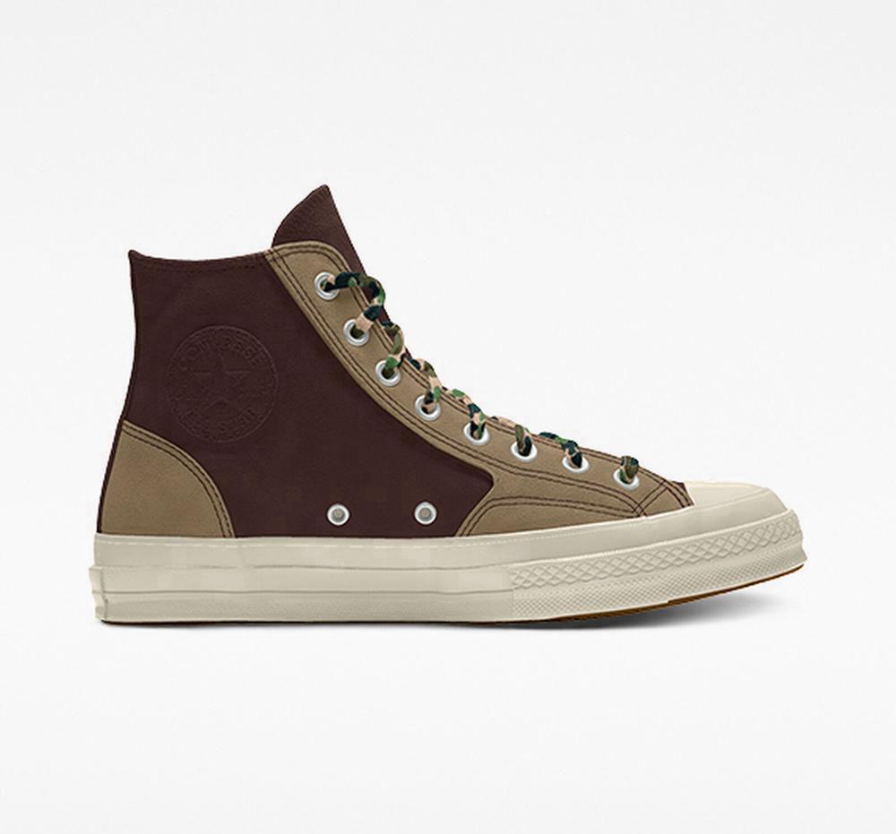 High Tops Tenis Converse Custom Chuck 70 Suede By You Unisex Mujer Marrones Verde Menta  Colombia |  FDKXT-2634