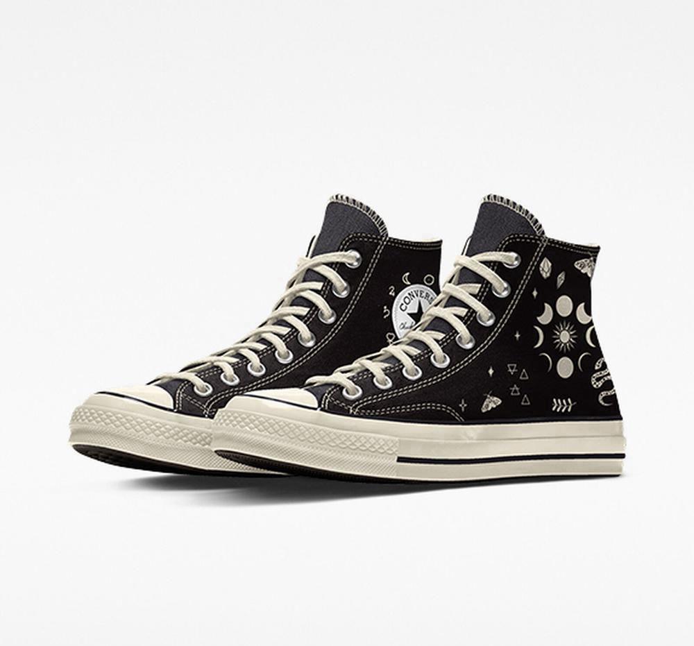 High Tops Tenis Converse Custom Chuck 70 Vintage Canvas By You Unisex Mujer Negras  Colombia |  ZIBXC-9385