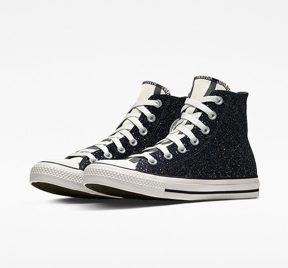 High Tops Tenis Converse Custom Chuck Taylor All Star Glitter By You Unisex Mujer Blackzebra  Colombia |  LOXVC-4385
