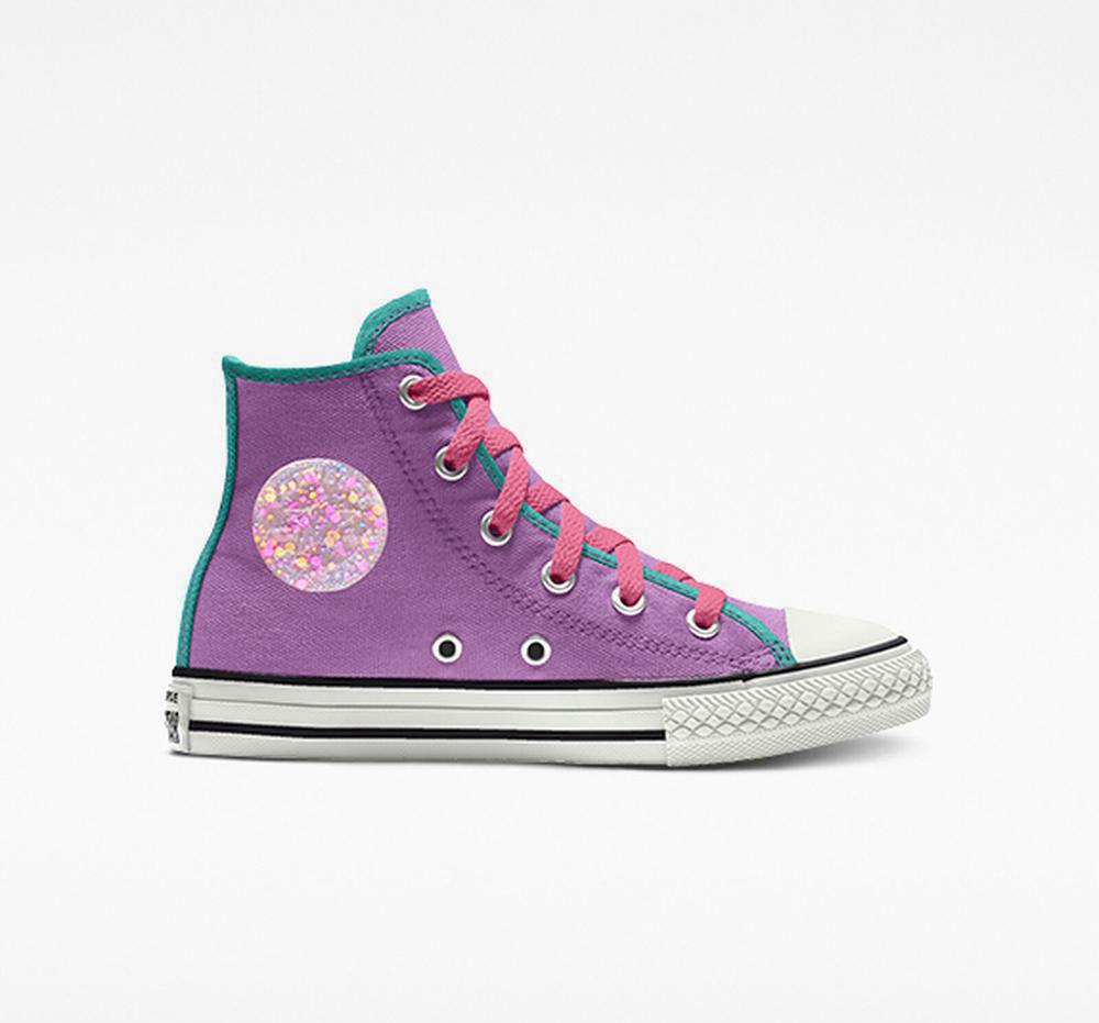High Tops Tenis Converse Custom Chuck Taylor All Star By You Little Kids Niña Moradas  Colombia |  RDYCA-9534