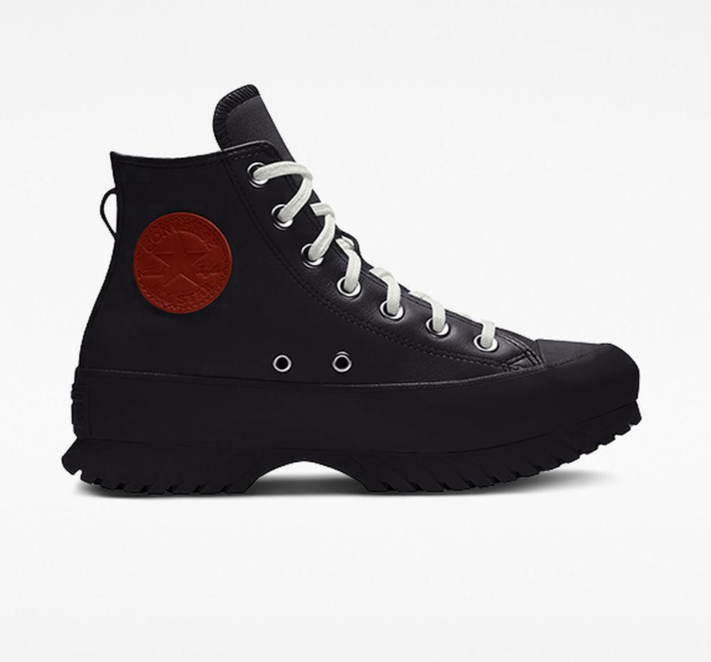 High Tops Tenis Converse Custom Chuck Taylor All Star Lugged Plataforma Leather By You Unisex Hombre Negras  Colombia |  RVSOA-9513