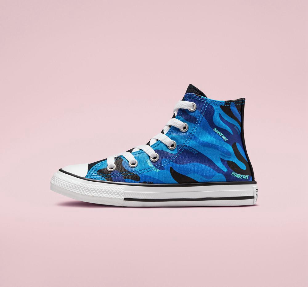 High Tops Tenis Converse Híbrido Camo Chuck Taylor All Star Little Kids Niña Azules Negras Blancas  Colombia |  RUWFS-2657