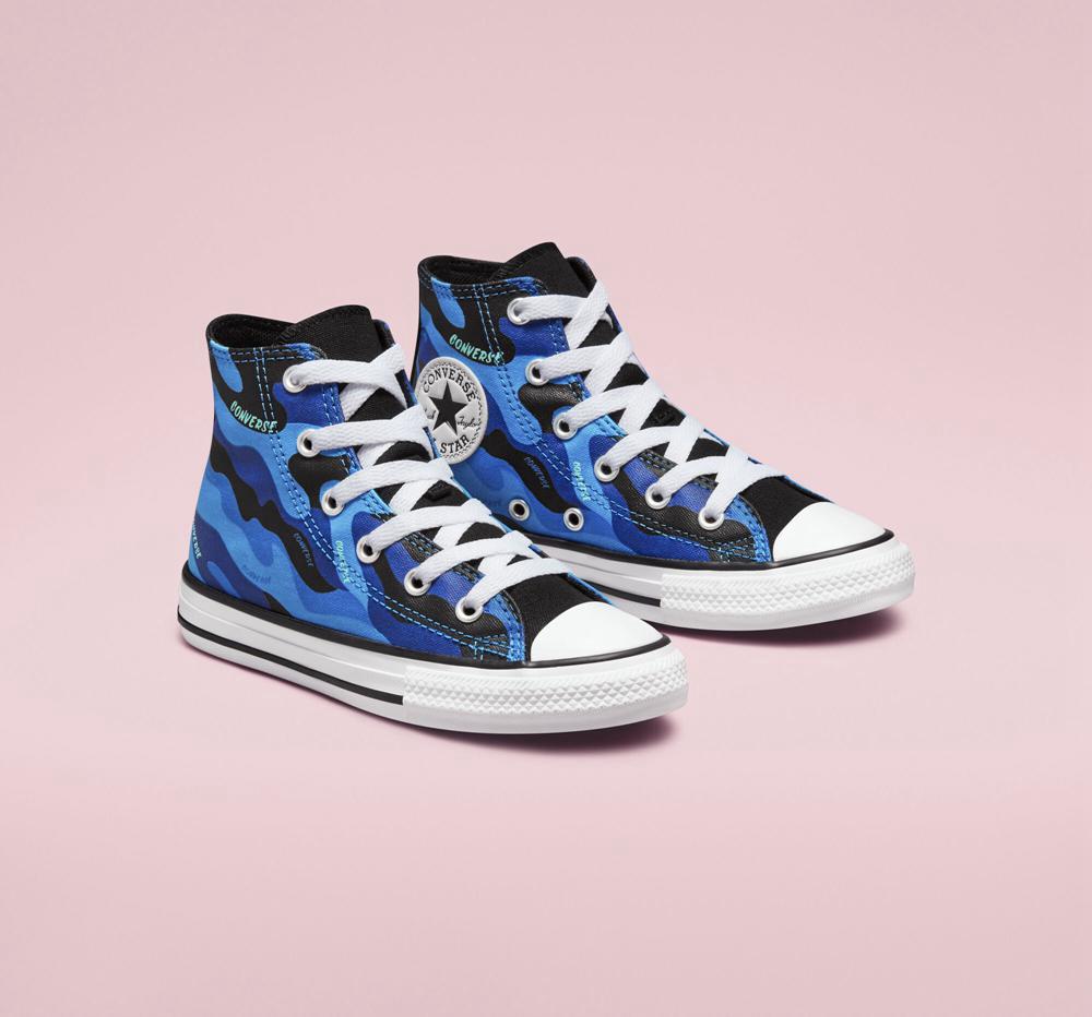 High Tops Tenis Converse Híbrido Camo Chuck Taylor All Star Little Kids Niña Azules Negras Blancas  Colombia |  RUWFS-2657