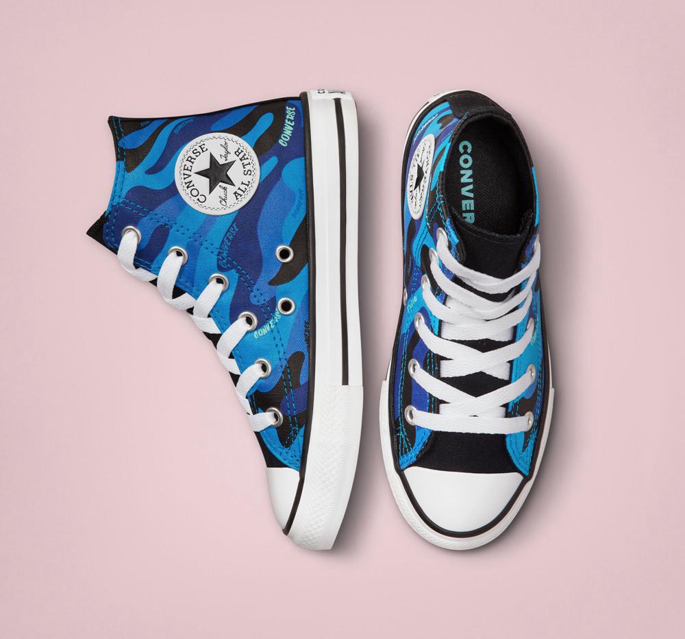 High Tops Tenis Converse Híbrido Camo Chuck Taylor All Star Little Kids Niño Azules Negras Blancas  Colombia |  YDLKA-8937