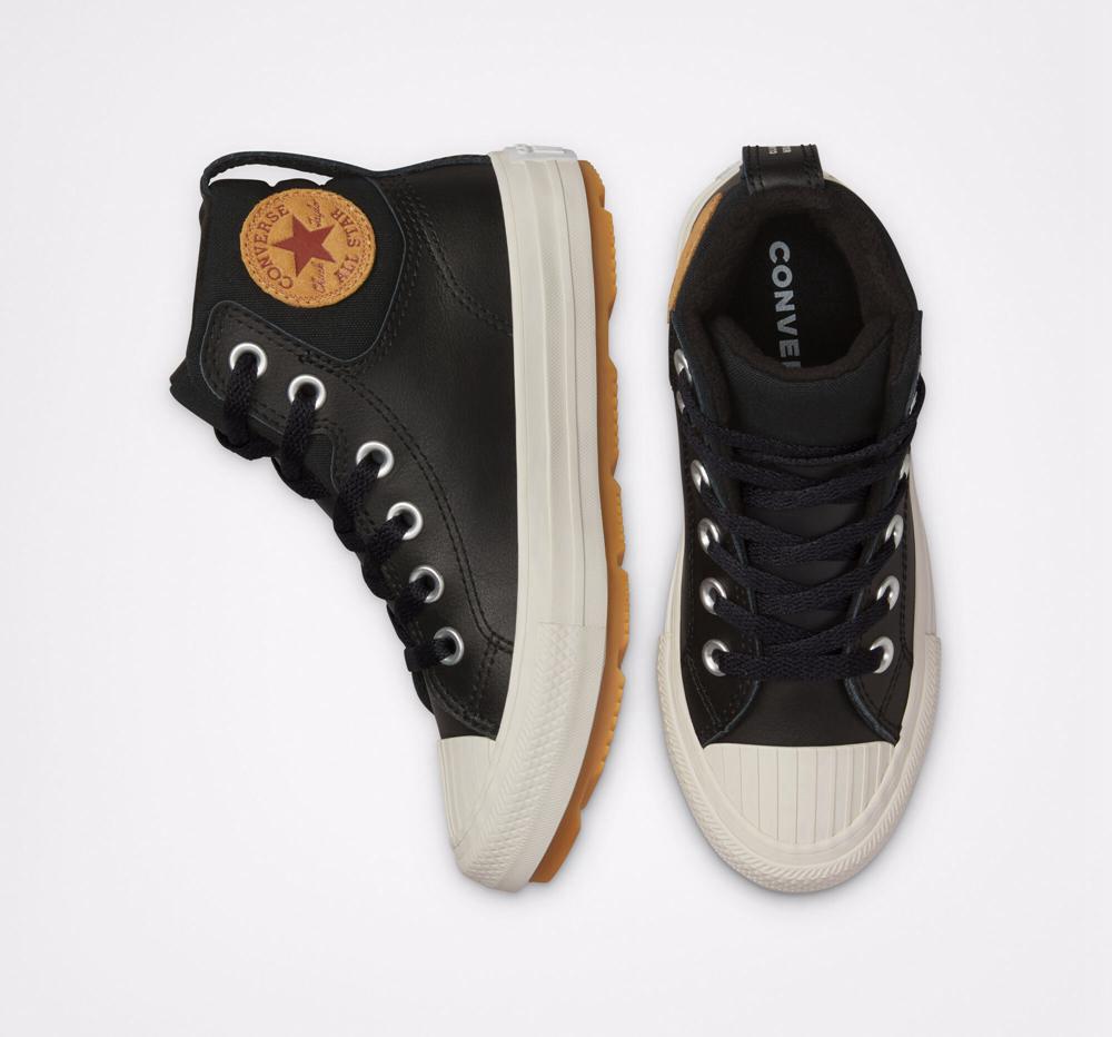 High Tops Tenis Converse Leather Chuck Taylor All Star Berkshire Boot Color Little Kids Niña Negras Negras  Colombia |  ZLDFR-7391