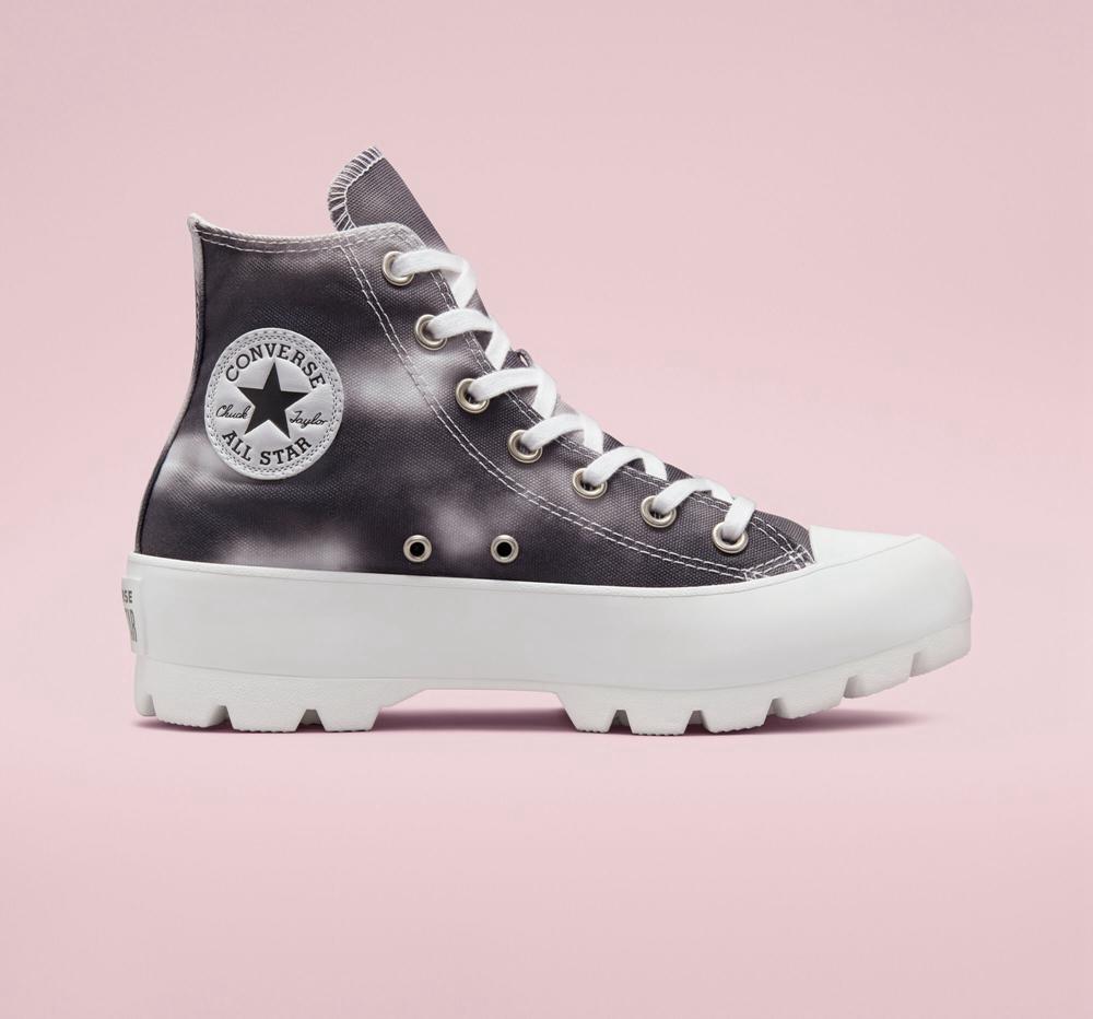 High Tops Tenis Converse Muted Cloud Wash Lugged Chuck Taylor All Star Mujer Negras Blancas  Colombia |  QIFLW-1475