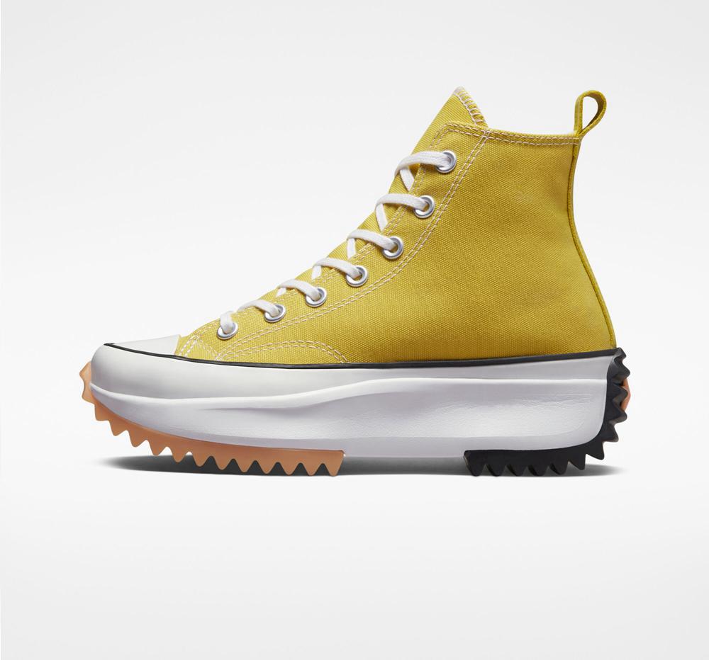 High Tops Tenis Converse Run Star Hike Plataforma Unisex Mujer Amarillo Limón Negras Blancas  Colombia |  BIUEY-1578