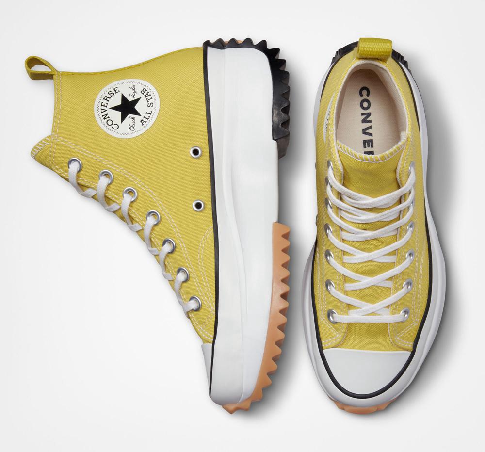 High Tops Tenis Converse Run Star Hike Plataforma Unisex Mujer Amarillo Limón Negras Blancas  Colombia |  BIUEY-1578