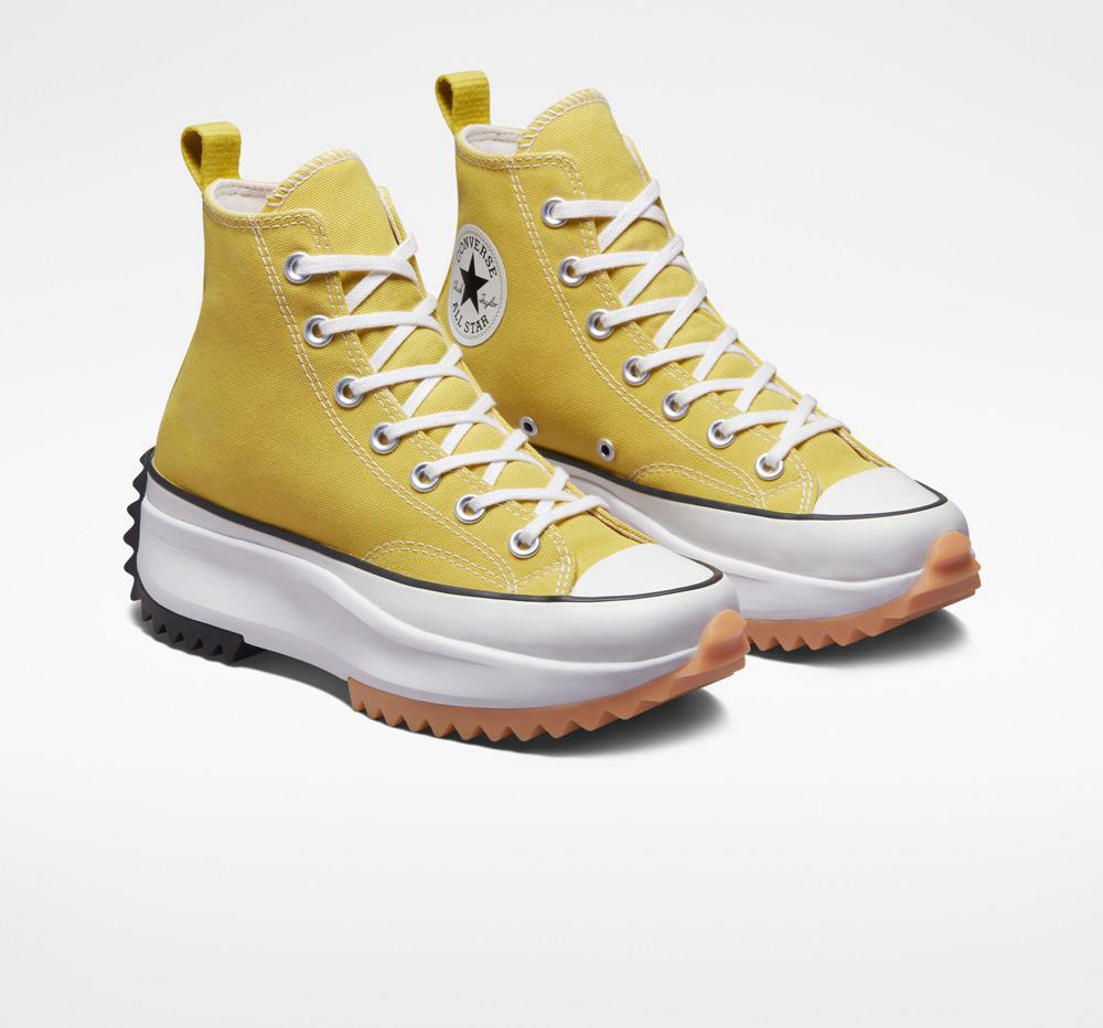 High Tops Tenis Converse Run Star Hike Plataforma Unisex Mujer Amarillo Limón Negras Blancas  Colombia |  BIUEY-1578