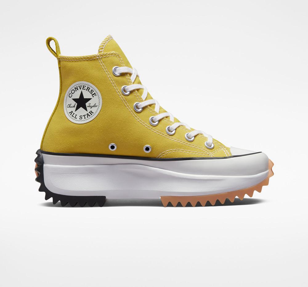 High Tops Tenis Converse Run Star Hike Plataforma Unisex Hombre Amarillo Limón Negras Blancas  Colombia |  CADLQ-5967
