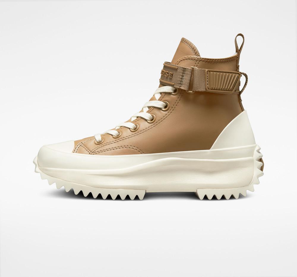 High Tops Tenis Converse Run Star Hike Plataforma Leather Utility Correa Unisex Mujer Marrones  Colombia |  KEZWF-4621