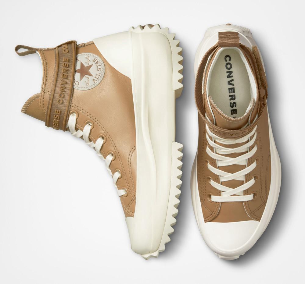 High Tops Tenis Converse Run Star Hike Plataforma Leather Utility Correa Unisex Mujer Marrones  Colombia |  KEZWF-4621