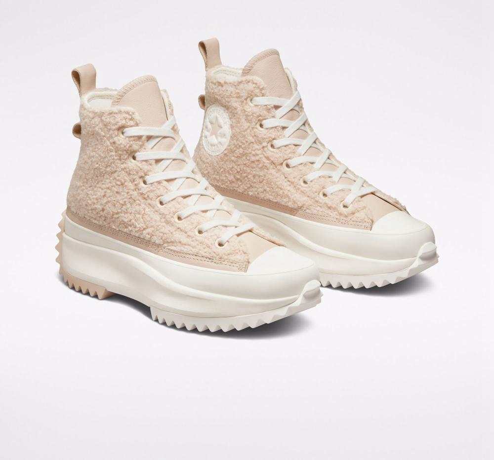 High Tops Tenis Converse Run Star Hike Plataforma Sherpa Unisex Hombre Beige  Colombia |  WLSMN-5179