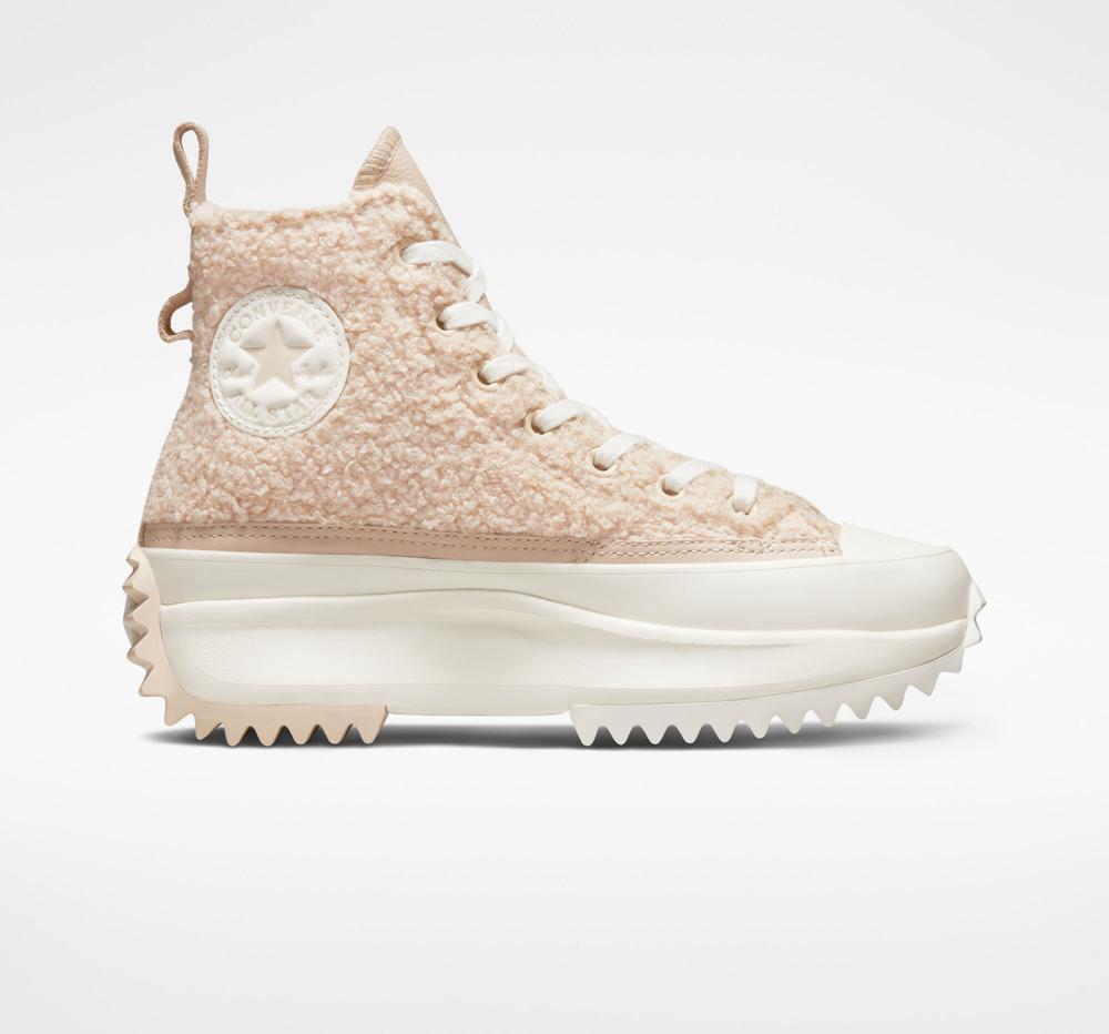 High Tops Tenis Converse Run Star Hike Plataforma Sherpa Unisex Hombre Beige  Colombia |  WLSMN-5179