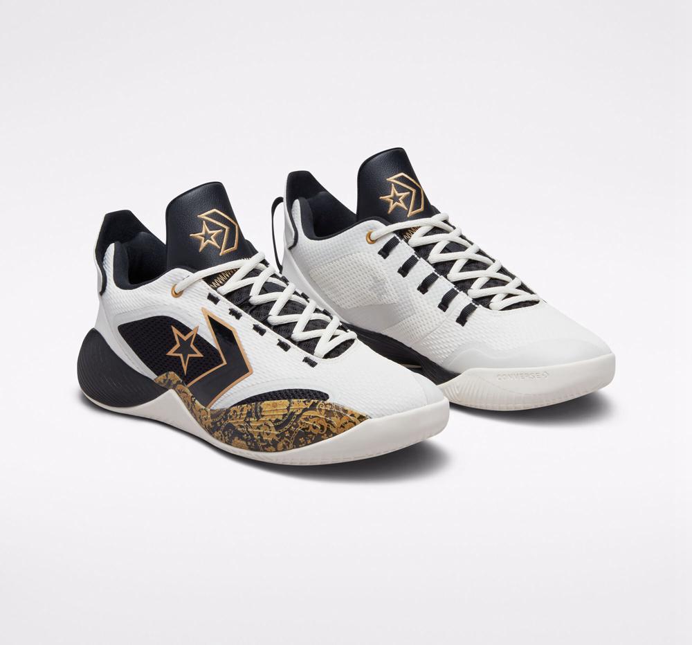 Low Tops Tenis Converse All Star Bb Shift Gold Detail Basketball Hombre Blancas Doradas Negras  Colombia |  QLDTG-7083
