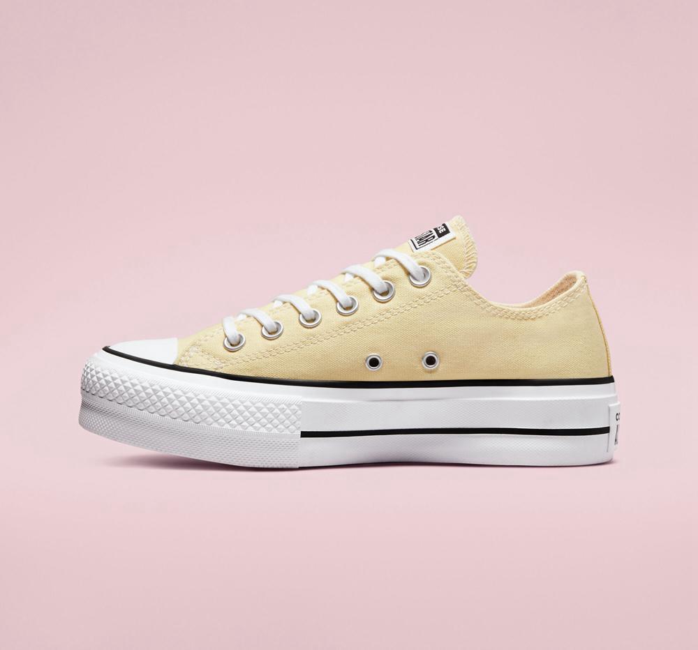 Low Tops Tenis Converse Chuck Taylor All Star Lift Plataforma Seasonal Color Mujer Amarillo Limón Negras Blancas  Colombia |  AFVEJ-1934