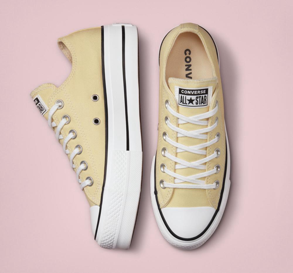 Low Tops Tenis Converse Chuck Taylor All Star Lift Plataforma Seasonal Color Mujer Amarillo Limón Negras Blancas  Colombia |  AFVEJ-1934