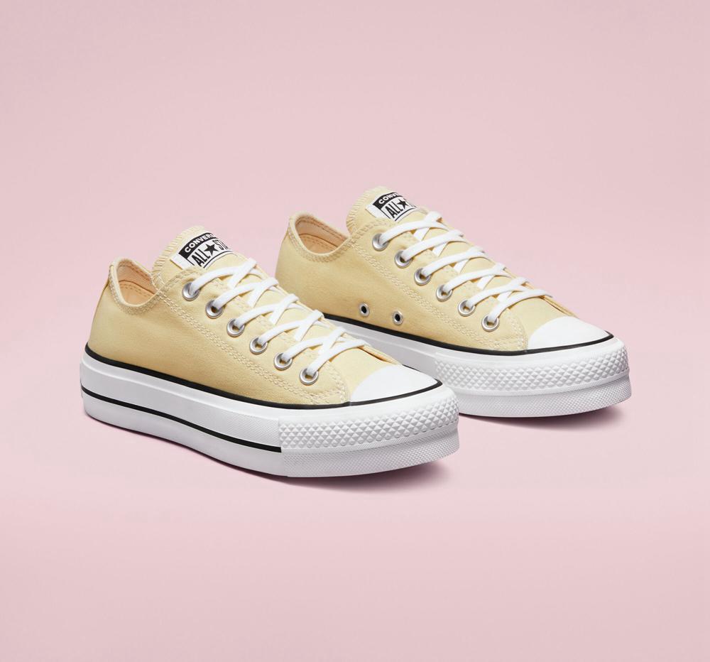 Low Tops Tenis Converse Chuck Taylor All Star Lift Plataforma Seasonal Color Mujer Amarillo Limón Negras Blancas  Colombia |  AFVEJ-1934