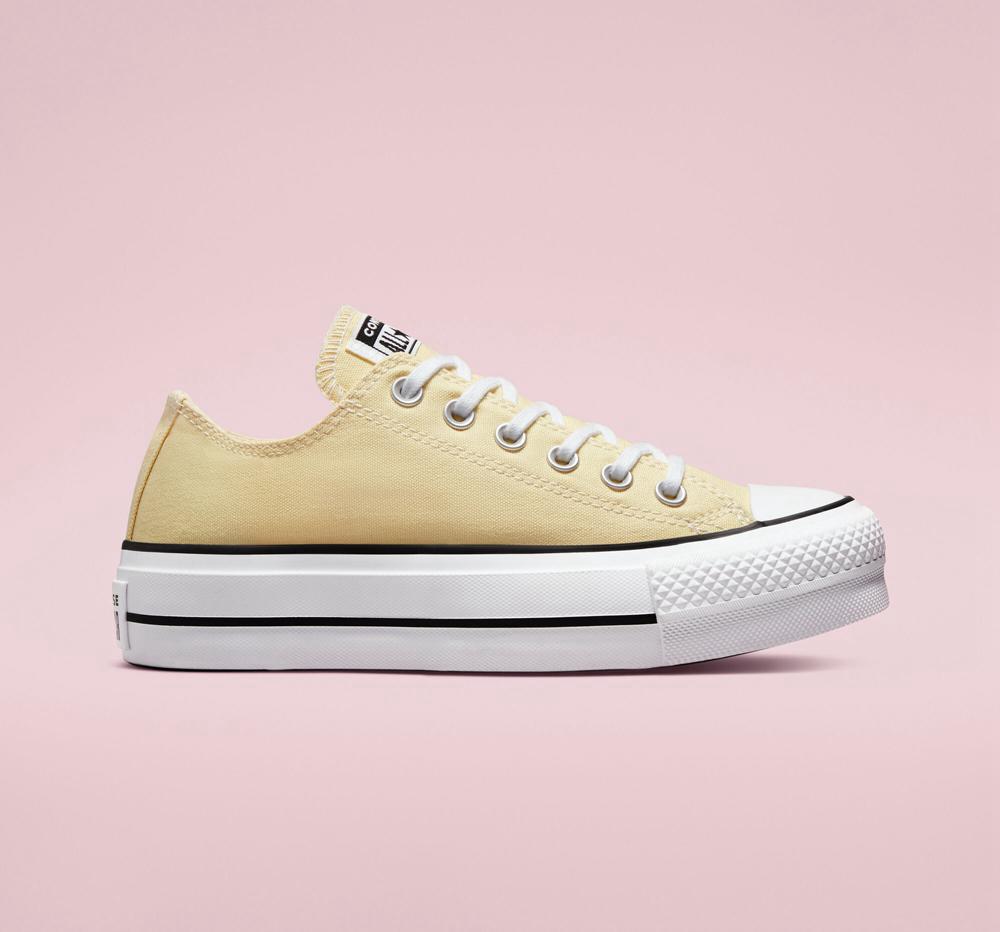 Low Tops Tenis Converse Chuck Taylor All Star Lift Plataforma Seasonal Color Mujer Amarillo Limón Negras Blancas  Colombia |  AFVEJ-1934