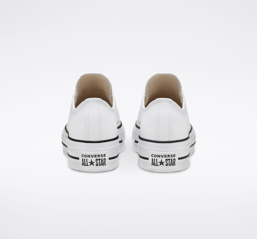 Low Tops Tenis Converse Chuck Taylor All Star Lift Plataforma Leather Mujer Blancas Negras Blancas  Colombia |  EICMG-2479