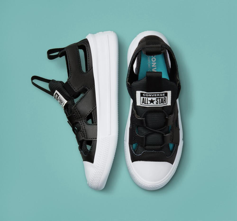 Low Tops Tenis Converse Chuck Taylor All Star Ultra Sandal Little Kids Niña Negras Negras Blancas  Colombia |  FSXUY-0752