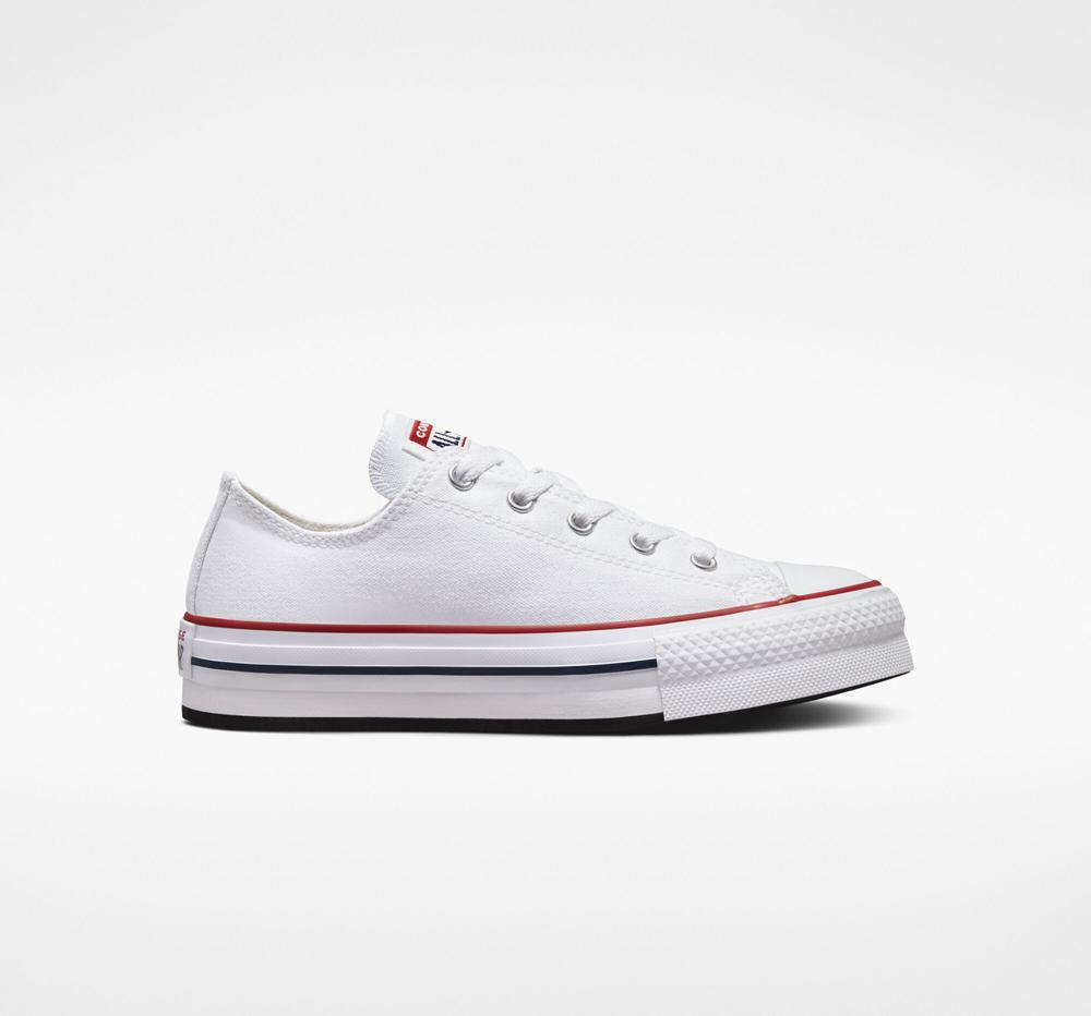 Low Tops Tenis Converse Chuck Taylor All Star Lift Plataforma Big Kids Niña Blancas Azul Marino  Colombia |  HKQWX-1087