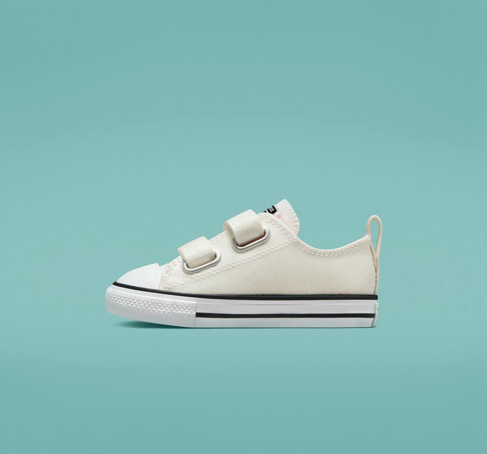 Low Tops Tenis Converse Chuck Taylor All Star Rave Easy On Glitter Toddler Niña Plateadas Rosas Blancas  Colombia |  IAEOW-0741