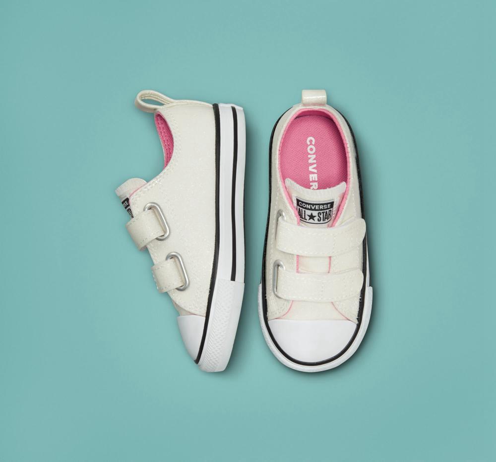 Low Tops Tenis Converse Chuck Taylor All Star Rave Easy On Glitter Toddler Niña Plateadas Rosas Blancas  Colombia |  IAEOW-0741