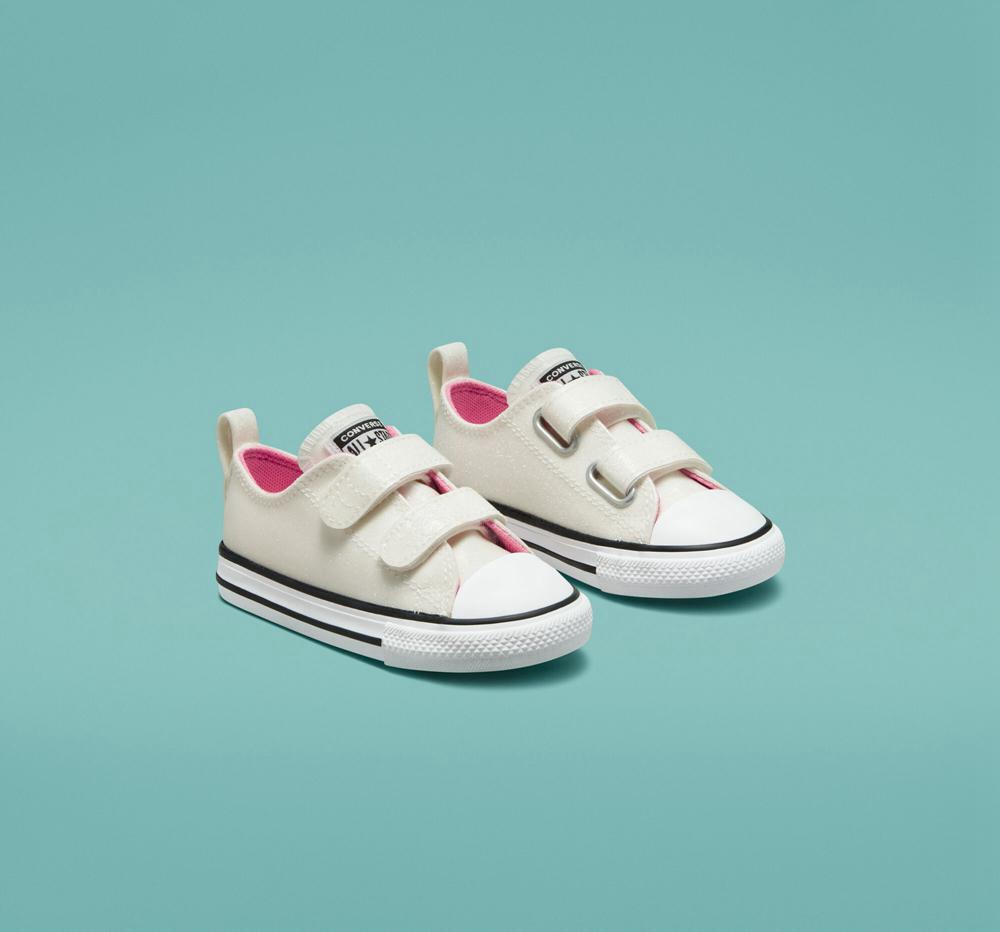 Low Tops Tenis Converse Chuck Taylor All Star Rave Easy On Glitter Toddler Niña Plateadas Rosas Blancas  Colombia |  IAEOW-0741