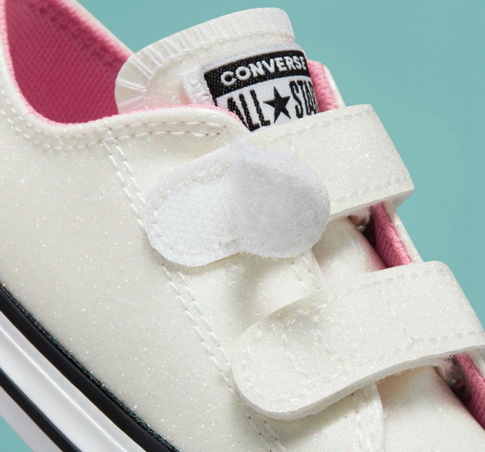 Low Tops Tenis Converse Chuck Taylor All Star Rave Easy On Glitter Toddler Niña Plateadas Rosas Blancas  Colombia |  IAEOW-0741