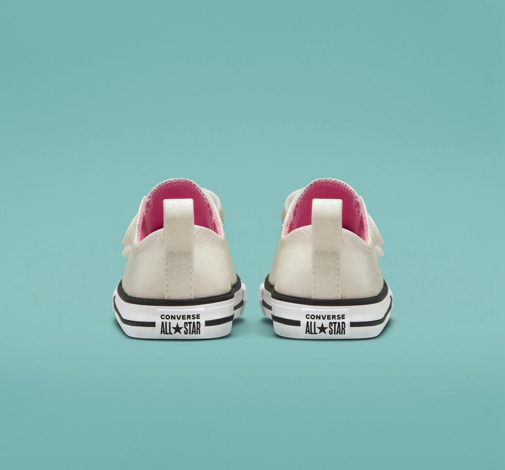 Low Tops Tenis Converse Chuck Taylor All Star Rave Easy On Glitter Toddler Niña Plateadas Rosas Blancas  Colombia |  IAEOW-0741
