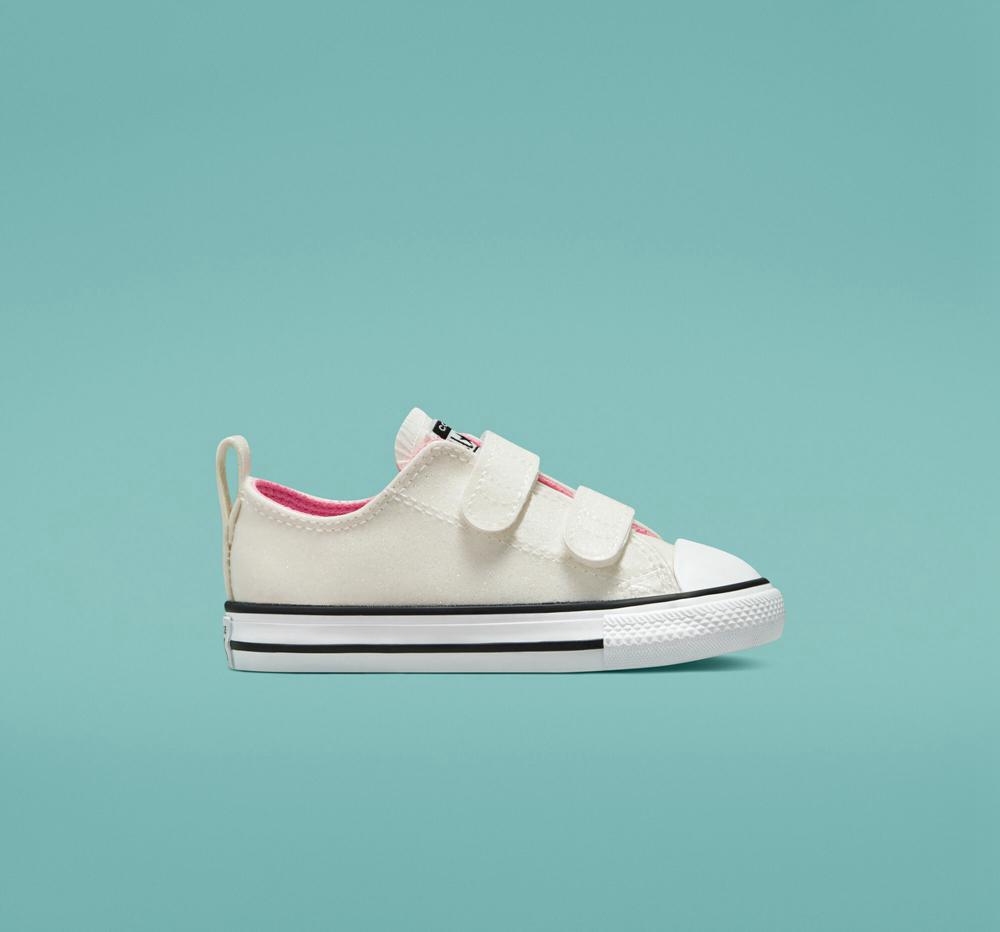 Low Tops Tenis Converse Chuck Taylor All Star Rave Easy On Glitter Toddler Niña Plateadas Rosas Blancas  Colombia |  IAEOW-0741
