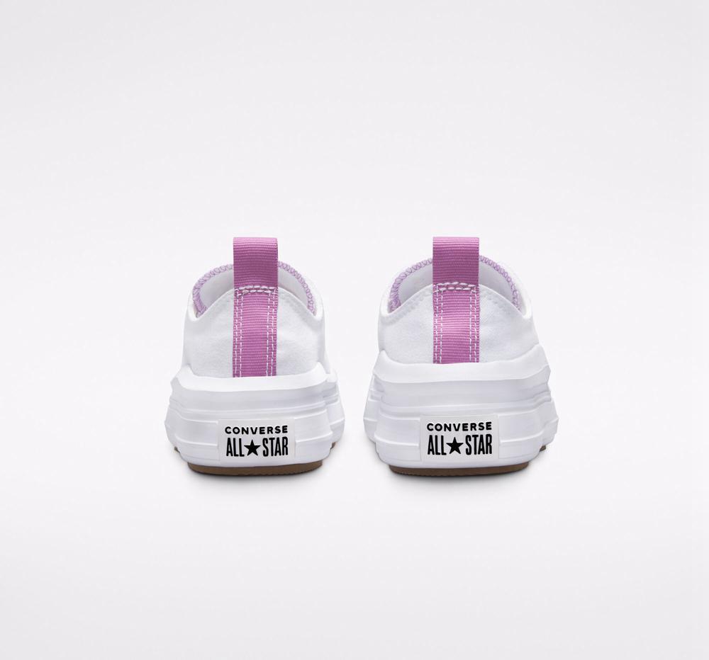 Low Tops Tenis Converse Chuck Taylor All Star Move Plataforma Little Kids Niña Blancas Moradas Blancas  Colombia |  IEVAL-8691