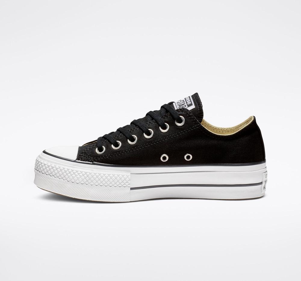 Low Tops Tenis Converse Chuck Taylor All Star Lift Plataforma Canvas Mujer Negras Blancas Blancas  Colombia |  LZRKG-2908