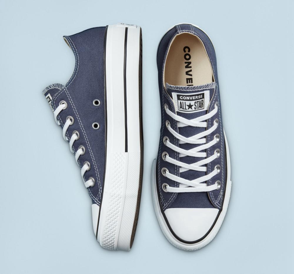 Low Tops Tenis Converse Chuck Taylor All Star Lift Plataforma Canvas Mujer Azul Marino Blancas Negras  Colombia |  NIJAK-7621