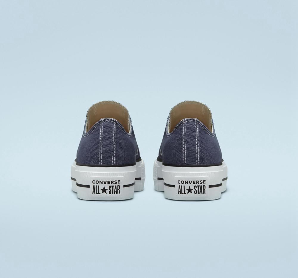 Low Tops Tenis Converse Chuck Taylor All Star Lift Plataforma Canvas Mujer Azul Marino Blancas Negras  Colombia |  NIJAK-7621