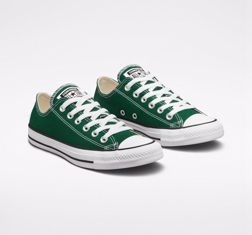 Low Tops Tenis Converse Chuck Taylor All Star Seasonal Color Unisex Mujer Verde Blancas Negras  Colombia |  PKFTG-1075