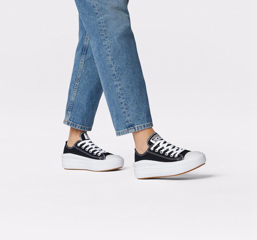 Low Tops Tenis Converse Chuck Taylor All Star Move Plataforma Mujer Negras Blancas Blancas  Colombia |  PUIYH-1945