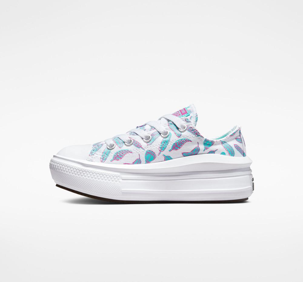 Low Tops Tenis Converse Chuck Taylor All Star Move Plataforma Feathers Little Kids Niña Blancas Verde Menta  Colombia |  SRDKH-8209