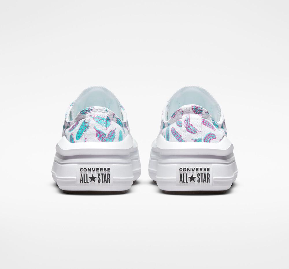 Low Tops Tenis Converse Chuck Taylor All Star Move Plataforma Feathers Little Kids Niña Blancas Verde Menta  Colombia |  SRDKH-8209