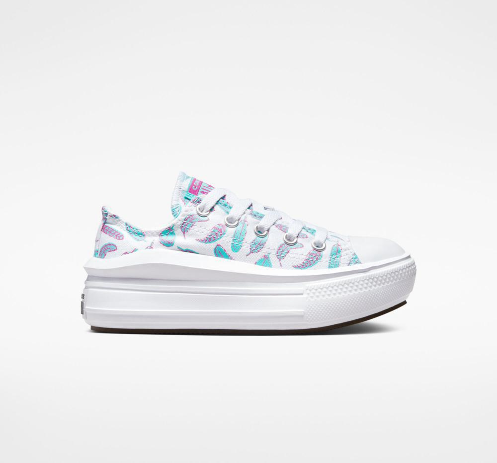 Low Tops Tenis Converse Chuck Taylor All Star Move Plataforma Feathers Little Kids Niña Blancas Verde Menta  Colombia |  SRDKH-8209