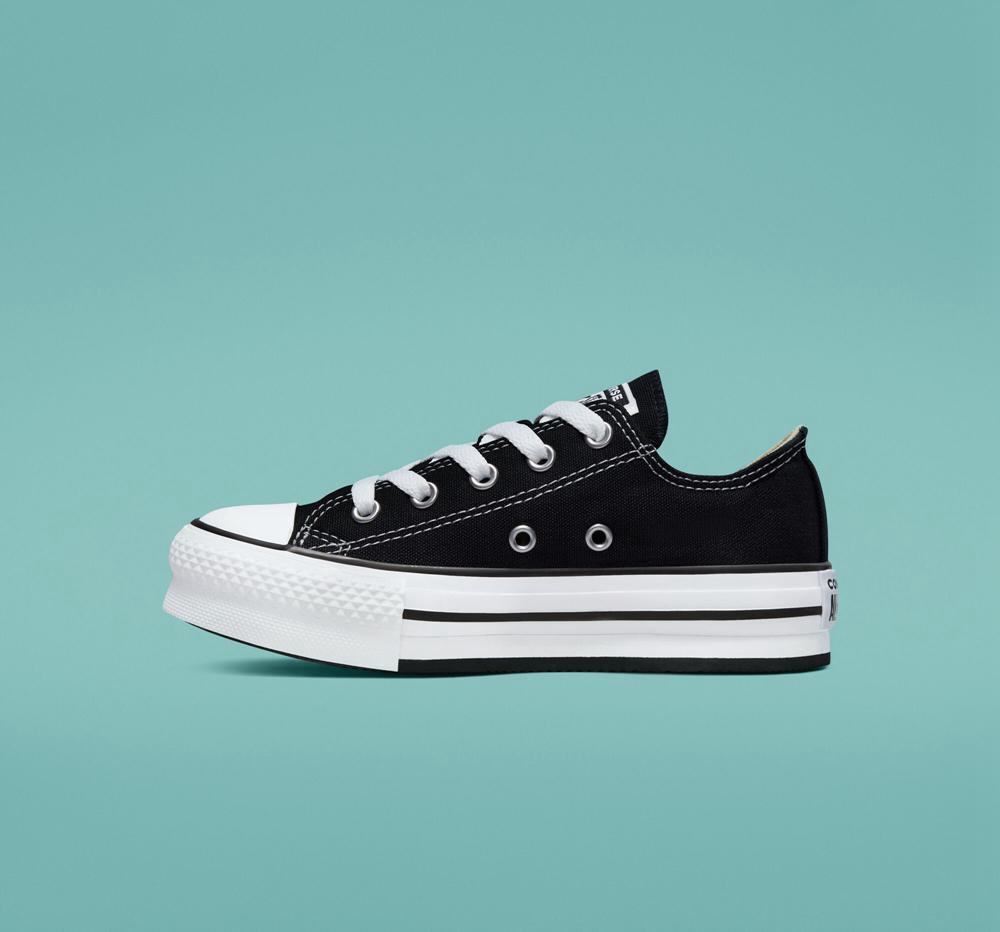 Low Tops Tenis Converse Chuck Taylor All Star Lift Plataforma Little Kids Niña Negras Blancas Negras  Colombia |  URISX-2136