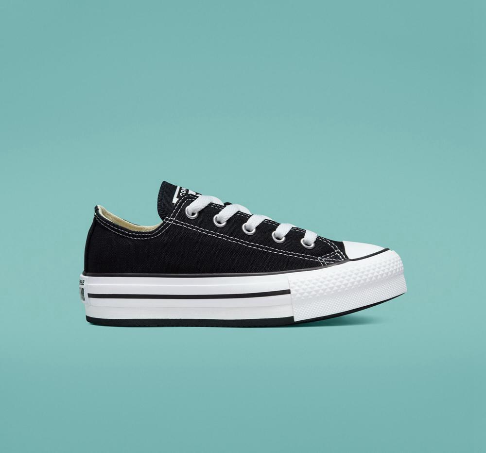 Low Tops Tenis Converse Chuck Taylor All Star Lift Plataforma Little Kids Niña Negras Blancas Negras  Colombia |  URISX-2136